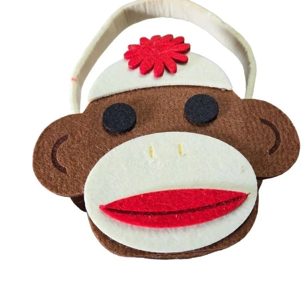 Sock Monkey Felt Bag 9x4.5